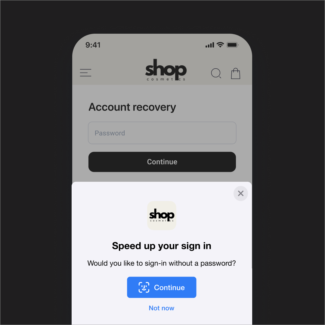 Account Recovery interface